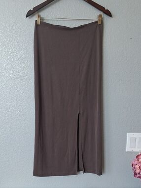 Tahari Brown Maxi Pencil Skirt with Front Slit